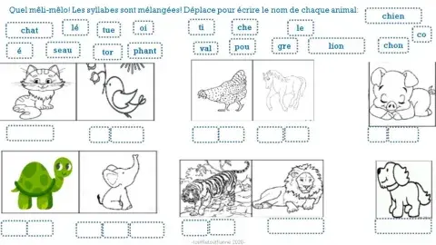 Les animaux (mêli mêlo de syllabes!)