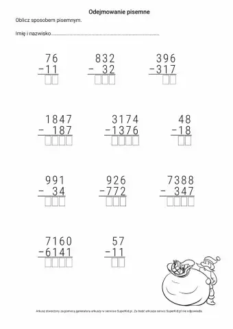 Odejmowanie pisemne