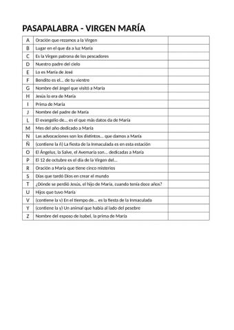 Pasapalabra Virgen María