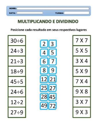 Multiplicação e divisão