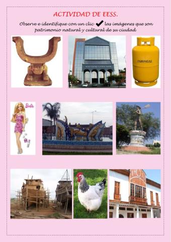 Observe e identifique con un clic        las imágenes que son patrimonio natural y cultural de su ciudad.