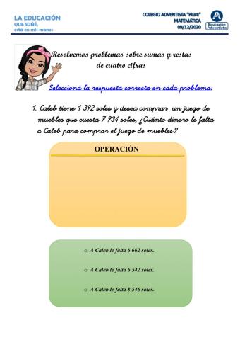 Problemas de suma y resta