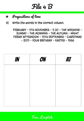 Prepositions of time