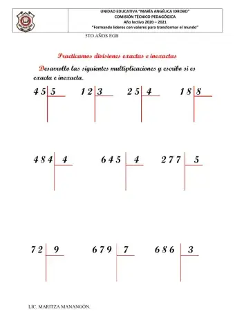 Divisiones exactas e inexactas