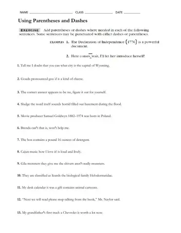 Paretheses and Dashes