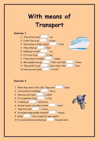 TRANSPORT - PREPOSITIONS