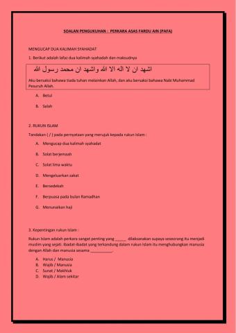 Pendidikan islam pafa