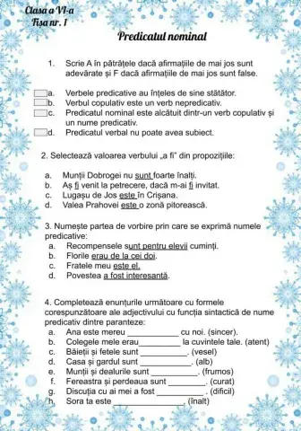 6.Predicatul nominal-Fișa numărul 1
