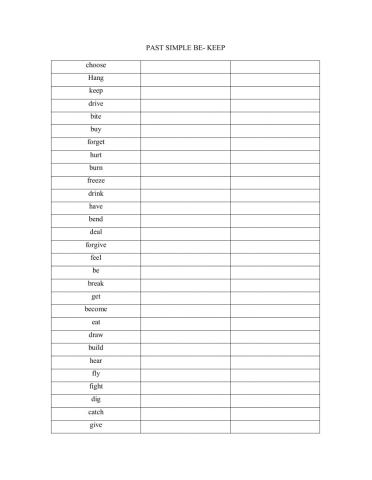 Irregular verbs be-keep