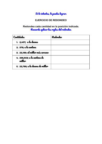 Redondeo de cantidades