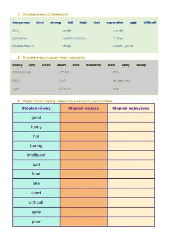 stopniowanie przymiotników ECA1+ u4
