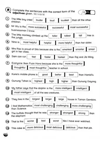 Year 5 Grammar Revision - Comparative and Superlative forms of Adjectives