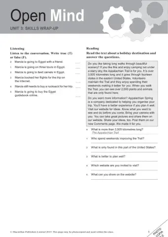 Open Mind B1 - Unit 3 Wrap-up