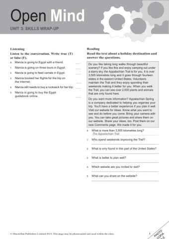 Open Mind B1 - Unit 3 Wrap-up