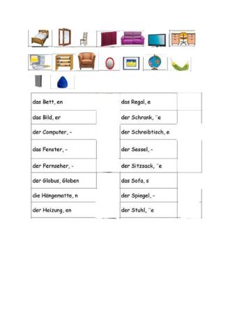Wortschatzarbeit- Möbel