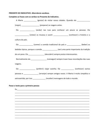 Presente indicativo. Anternância vocálica