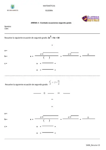 Ecuaciones de segundo grado