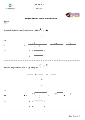 Ecuaciones de segundo grado