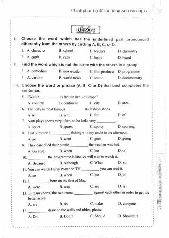 Bộ đề thi TA vào 6 - Đề số 4