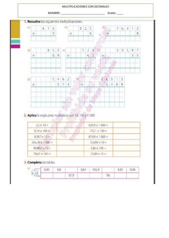 Multiplicaciones con decimales