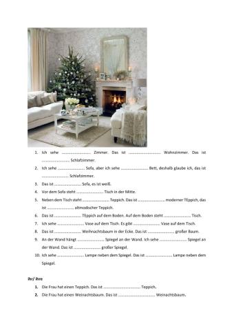 Bildbeschreibung - Zimmer mit Weihnachtsbaum