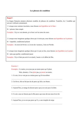 Les phrases de condition