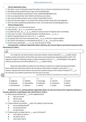 Matura podstawowa test 1