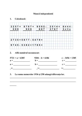 Adunari si scaderi 0-10000 cu trecere peste ordin