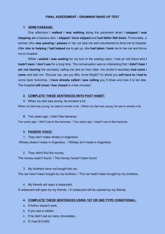 Grammar Make-up Test - 3rd intermediate