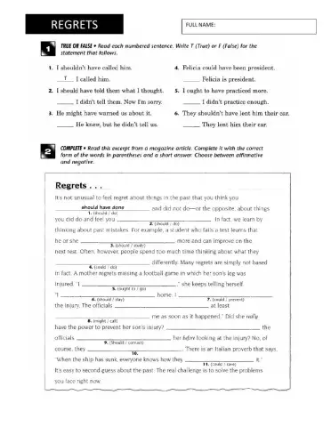 Modals to express regret