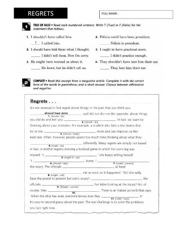 Modals to express regret