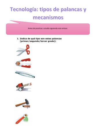 Tecnología: tipos de palancas y mecanismos