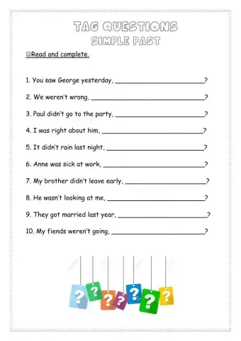 Tag questions - Simple past