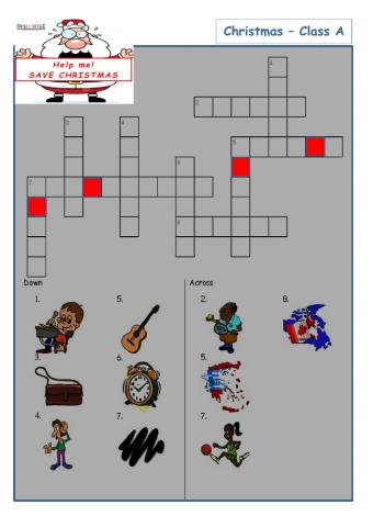 A class Christmas crossword