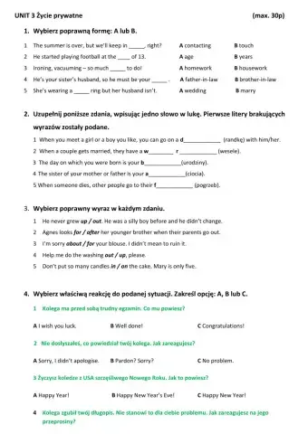 Klasa 8 Życie prywatne