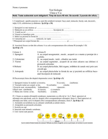 Test animale nevertebrate