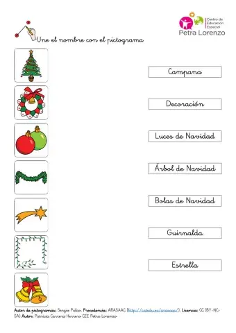 SA Navidad. Unir elemento y nombre (escucha y lectura)