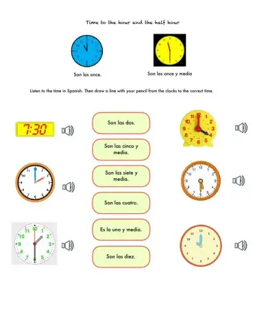 Time to the Half Hour in Spanish