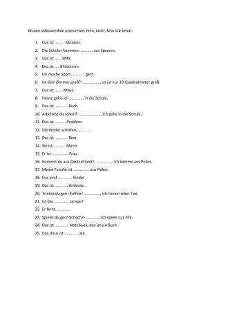 Negation kein, nicht, nein