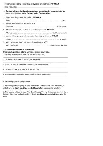 Angielski matura rozszerzona struktury