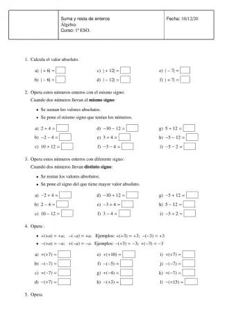 Suma y resta de enteros