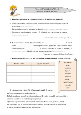 Evaluare Istorie 1