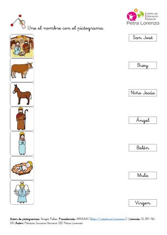 SA Navidad. Unir elemento y nombre (escucha y lectura)