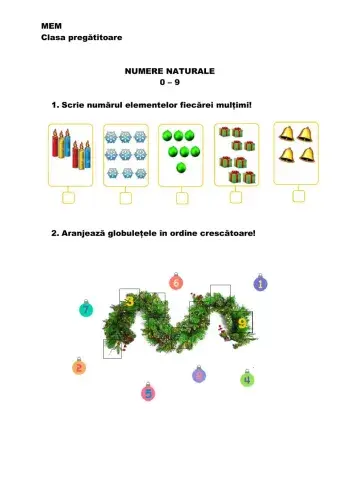 NUMERE DE LA 0  la 9  FIȘĂ DE ACTIVITĂȚI