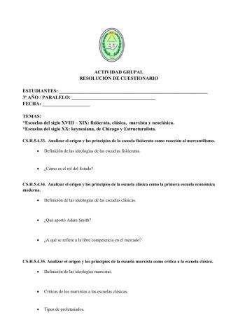 Escuelas económicas del siglo xix - xx