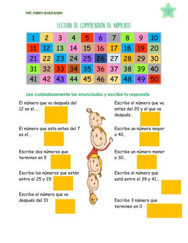 Lectura de comprensión de números