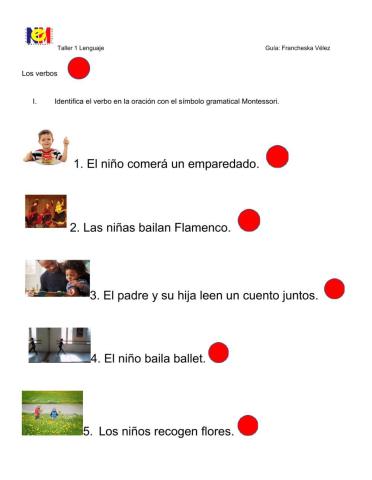 Verbos signo gramatical Montessori