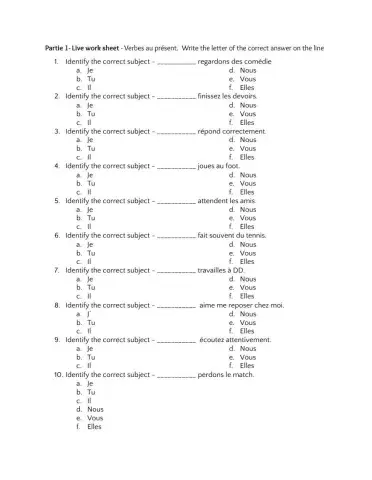 French present tense verb work