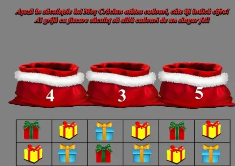 Fișă de lucru- Activitate matematică- Săculețele cu cadouri