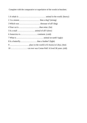 Comparative and superlative